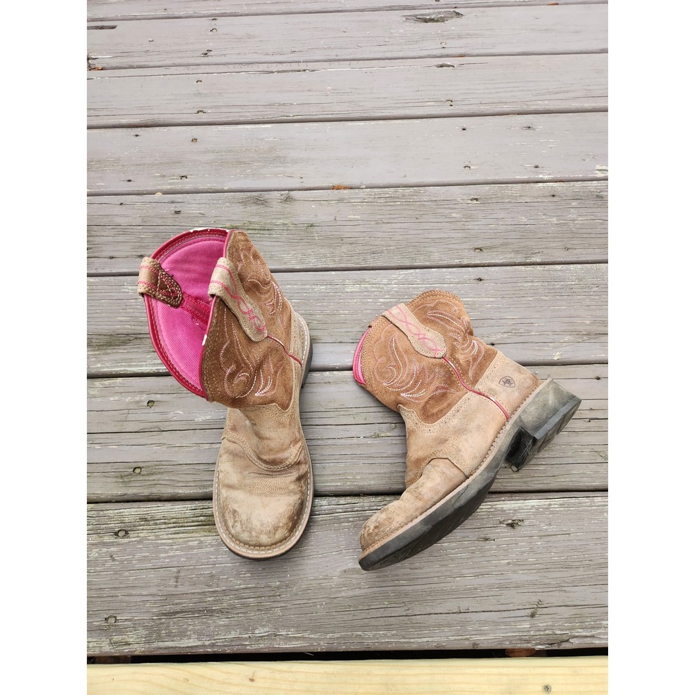 Ariat Fatbaby Western Boots Brown Pink Embroidered Leather 10029491 Size 8.5B